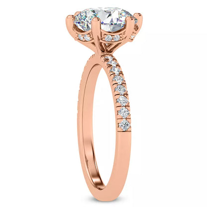 14k Gold Lab Diamond Curved Hidden Halo Engagement Ring