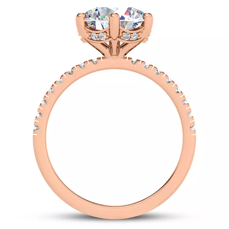 14k Gold Lab Diamond Curved Hidden Halo Engagement Ring