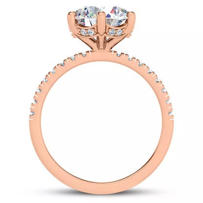 14k Gold Lab Diamond Curved Hidden Halo Engagement Ring