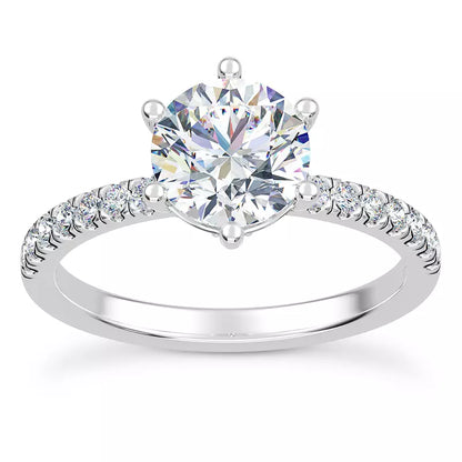 14k Gold Lab Diamond Curved Hidden Halo Engagement Ring
