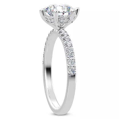 14k Gold Lab Diamond Curved Hidden Halo Engagement Ring