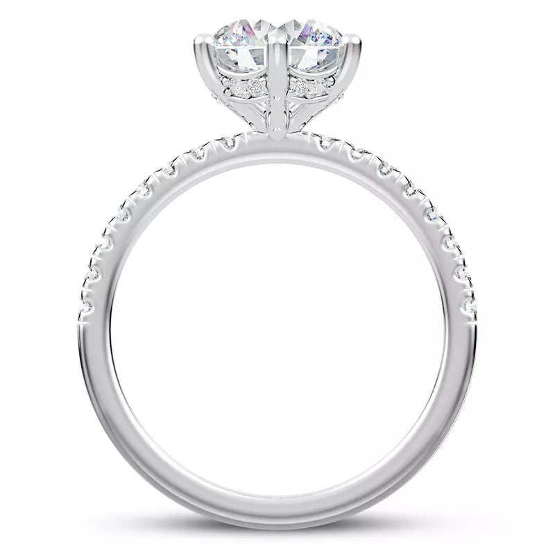 14k Gold Lab Diamond Curved Hidden Halo Engagement Ring