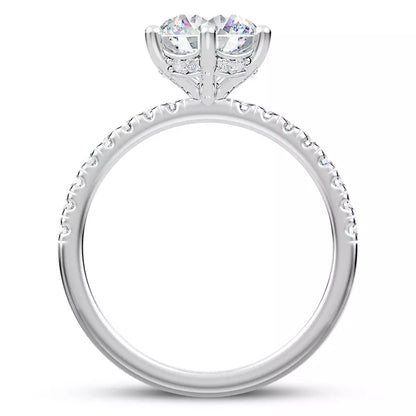 14k Gold Lab Diamond Curved Hidden Halo Engagement Ring