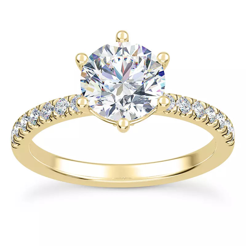 14k Gold Lab Diamond Curved Hidden Halo Engagement Ring