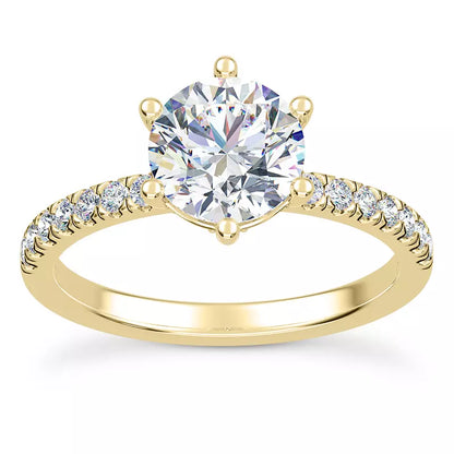 14k Gold Lab Diamond Curved Hidden Halo Engagement Ring