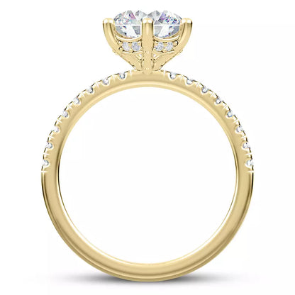 14k Gold Lab Diamond Curved Hidden Halo Engagement Ring