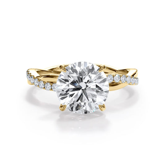 14k Gold Lab Diamond Pave Twist Solitaire Ring