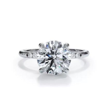 14k Gold Lab Diamond Trio Pave Hidden Halo Engagement Ring