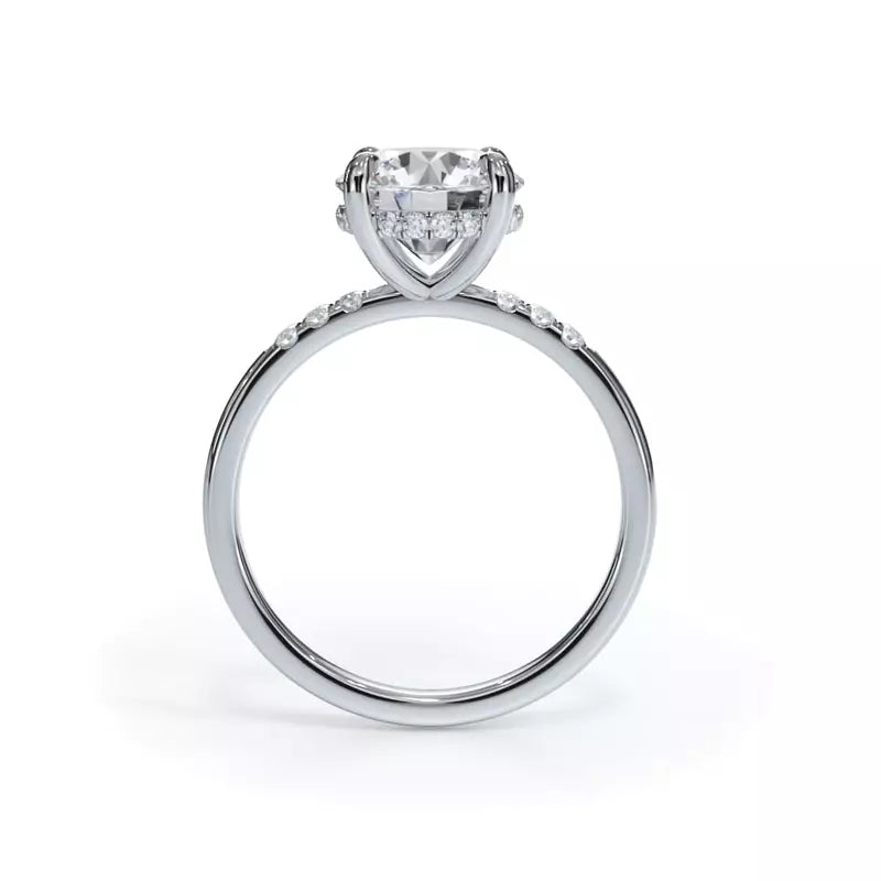 14k Gold Lab Diamond Trio Pave Hidden Halo Engagement Ring