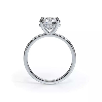 14k Gold Lab Diamond Trio Pave Hidden Halo Engagement Ring