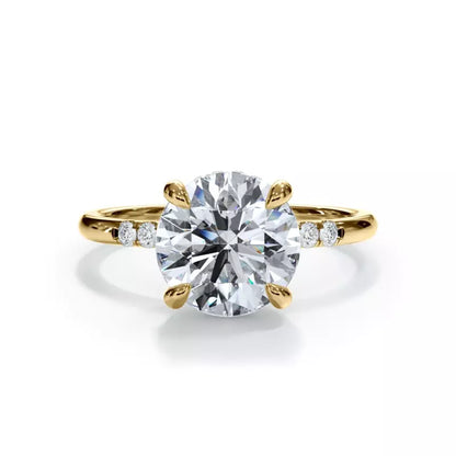 14k Gold Lab Diamond Trio Pave Hidden Halo Engagement Ring