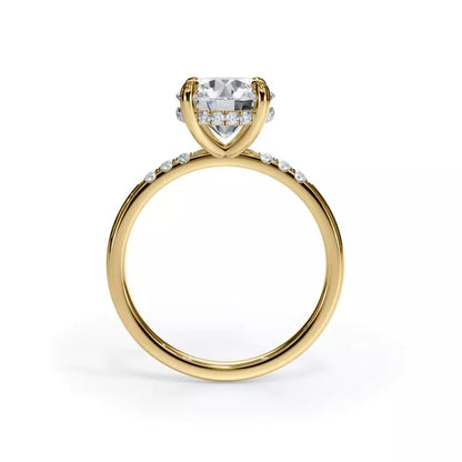 14k Gold Lab Diamond Trio Pave Hidden Halo Engagement Ring
