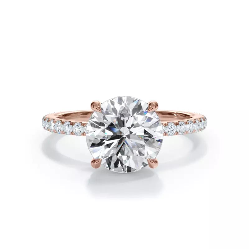 14k Gold Lab Diamond Pave Hidden Halo Solitaire Ring
