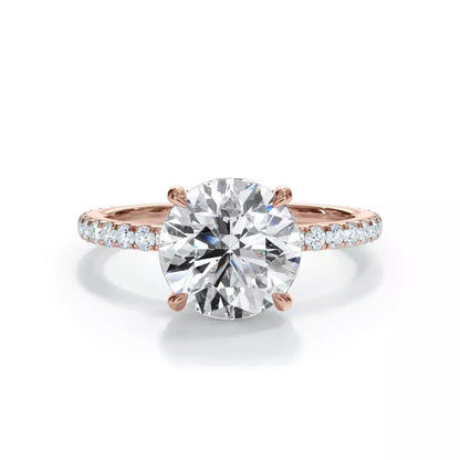 14k Gold Lab Diamond Pave Hidden Halo Solitaire Ring