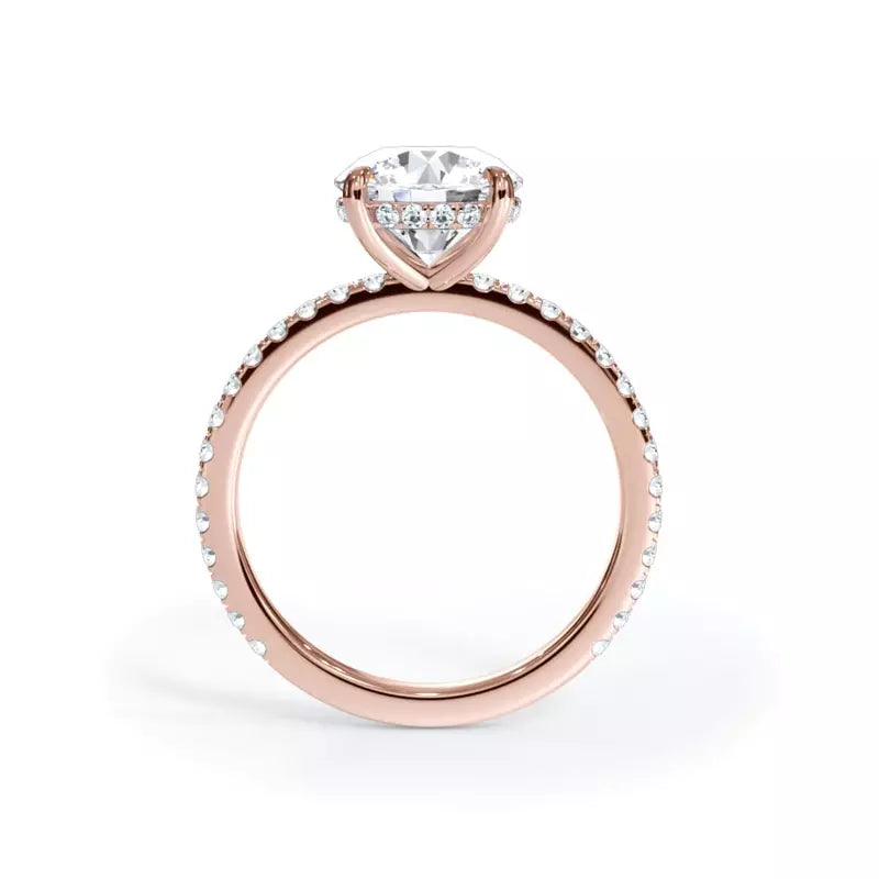 14k Gold Lab Diamond Pave Hidden Halo Solitaire Ring