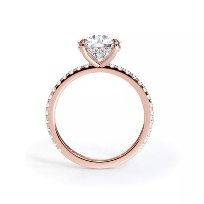 14k Gold Lab Diamond Pave Hidden Halo Solitaire Ring