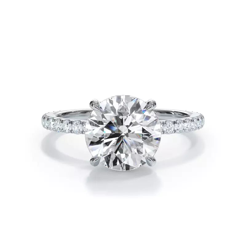 14k Gold Lab Diamond Pave Hidden Halo Solitaire Ring