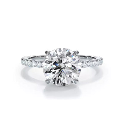 14k Gold Lab Diamond Pave Hidden Halo Solitaire Ring