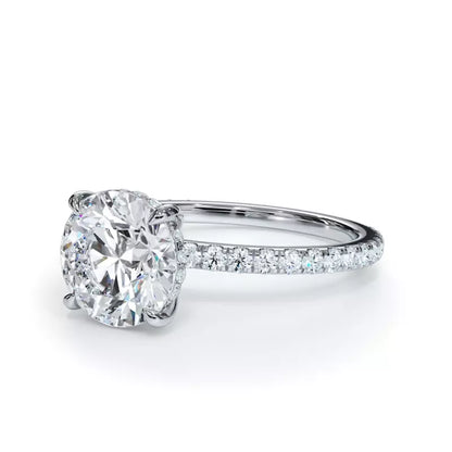 14k Gold Lab Diamond Pave Hidden Halo Solitaire Ring