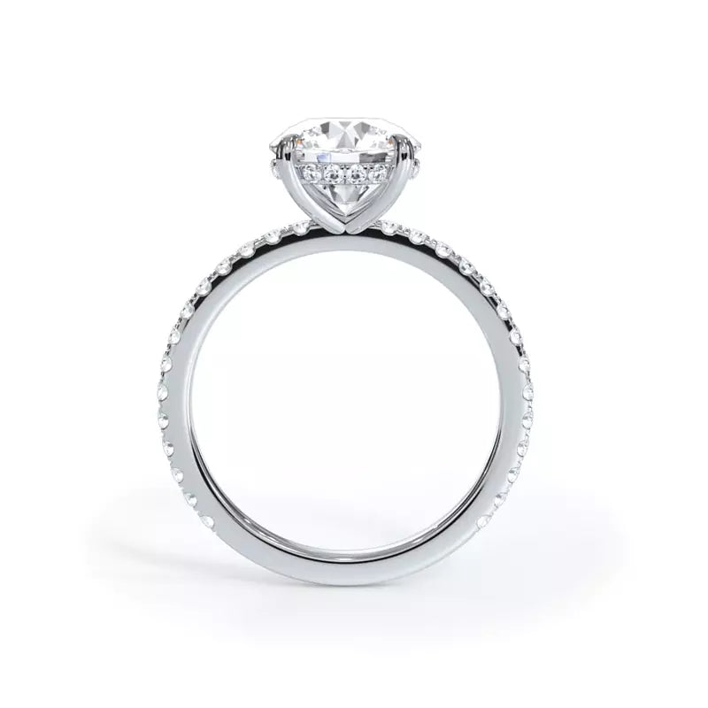14k Gold Lab Diamond Pave Hidden Halo Solitaire Ring