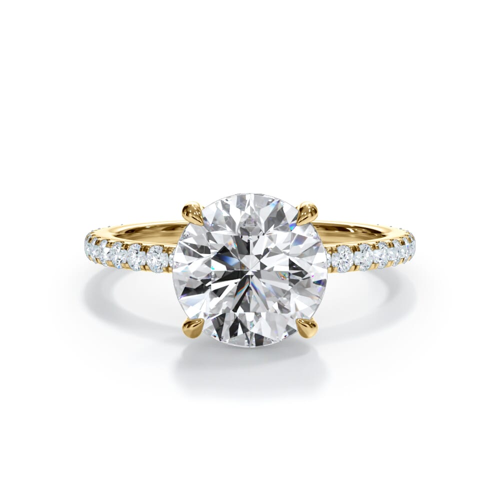 14k Gold Lab Diamond Pave Hidden Halo Solitaire Ring