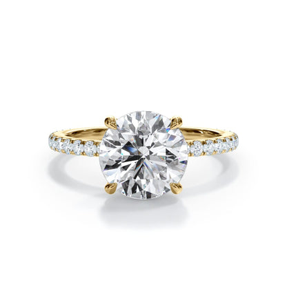 14k Gold Lab Diamond Pave Hidden Halo Solitaire Ring