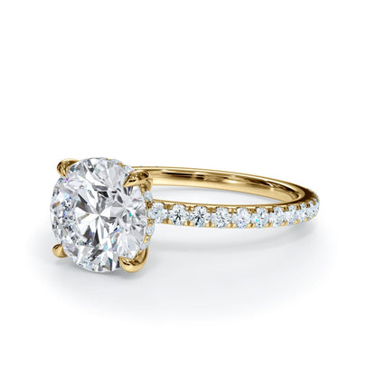 14k Gold Lab Diamond Pave Hidden Halo Solitaire Ring