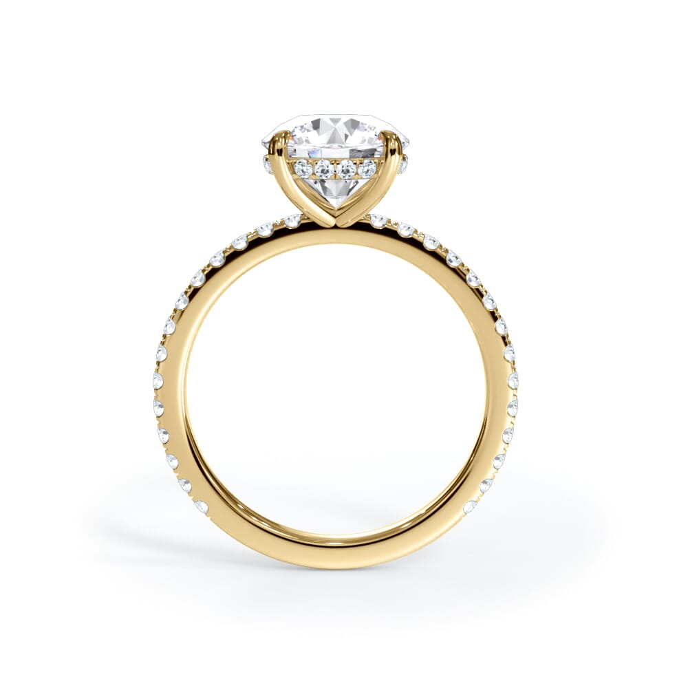 14k Gold Lab Diamond Pave Hidden Halo Solitaire Ring