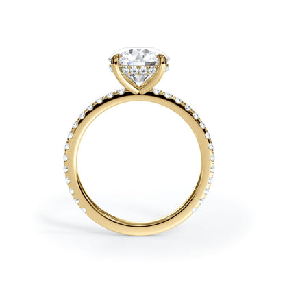 14k Gold Lab Diamond Pave Hidden Halo Solitaire Ring
