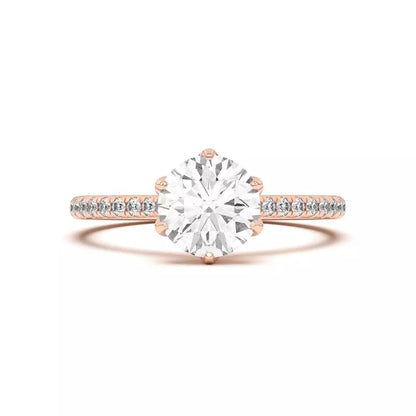 14k Gold Lab Diamond Tulip Inspired 6 Prong Engagement Ring