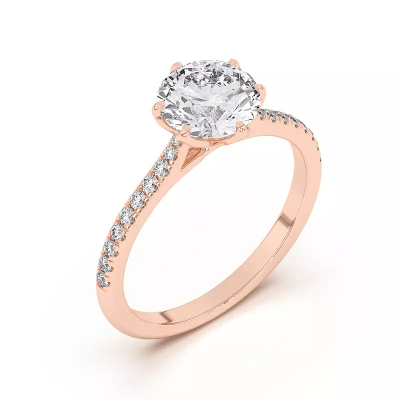 14k Gold Lab Diamond Tulip Inspired 6 Prong Engagement Ring