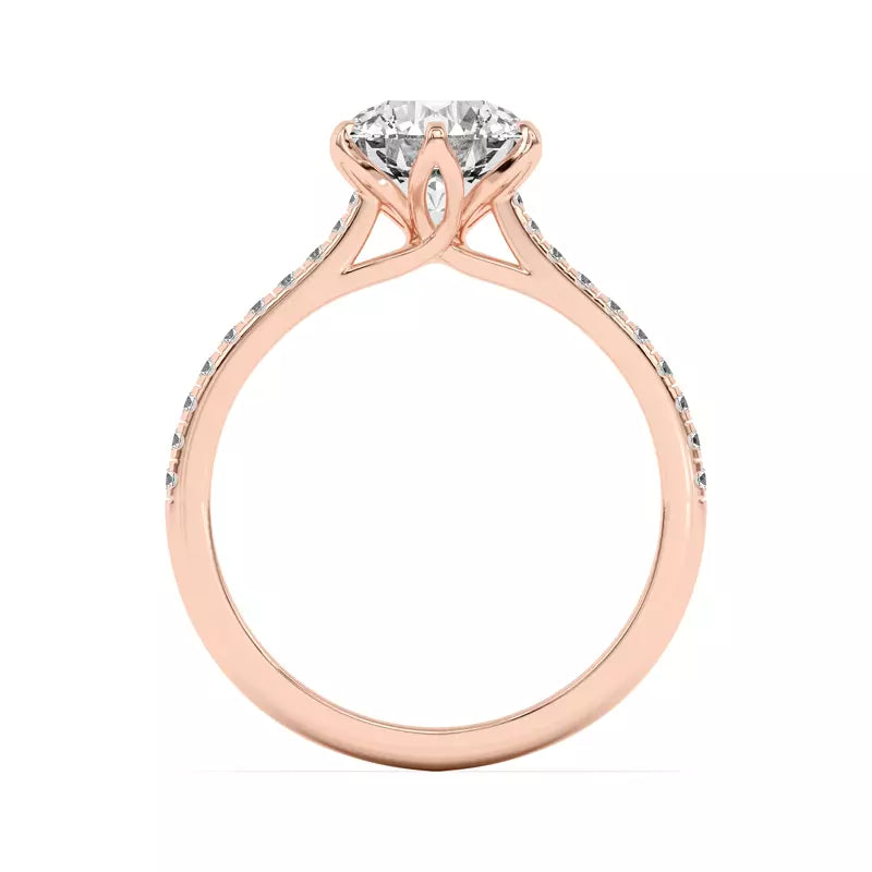 14k Gold Lab Diamond Tulip Inspired 6 Prong Engagement Ring