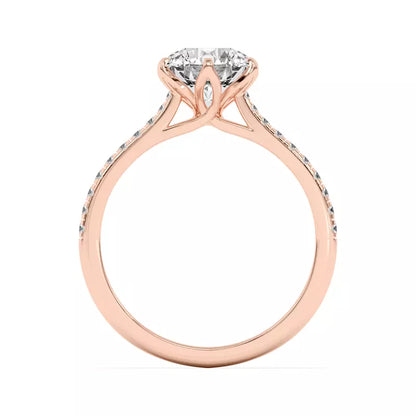 14k Gold Lab Diamond Tulip Inspired 6 Prong Engagement Ring