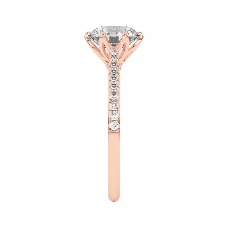14k Gold Lab Diamond Tulip Inspired 6 Prong Engagement Ring