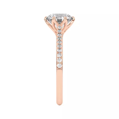14k Gold Lab Diamond Tulip Inspired 6 Prong Engagement Ring