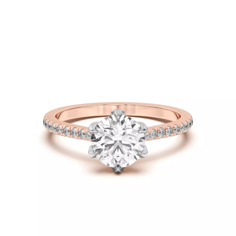 14k Gold Lab Diamond Tulip Inspired 6 Prong Engagement Ring