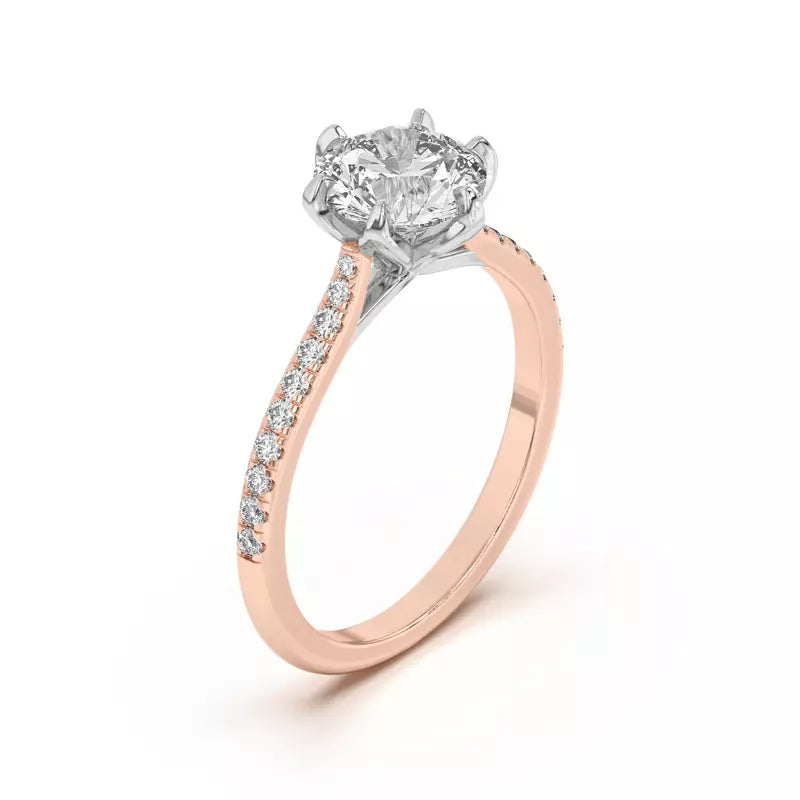 14k Gold Lab Diamond Tulip Inspired 6 Prong Engagement Ring