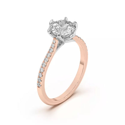 14k Gold Lab Diamond Tulip Inspired 6 Prong Engagement Ring