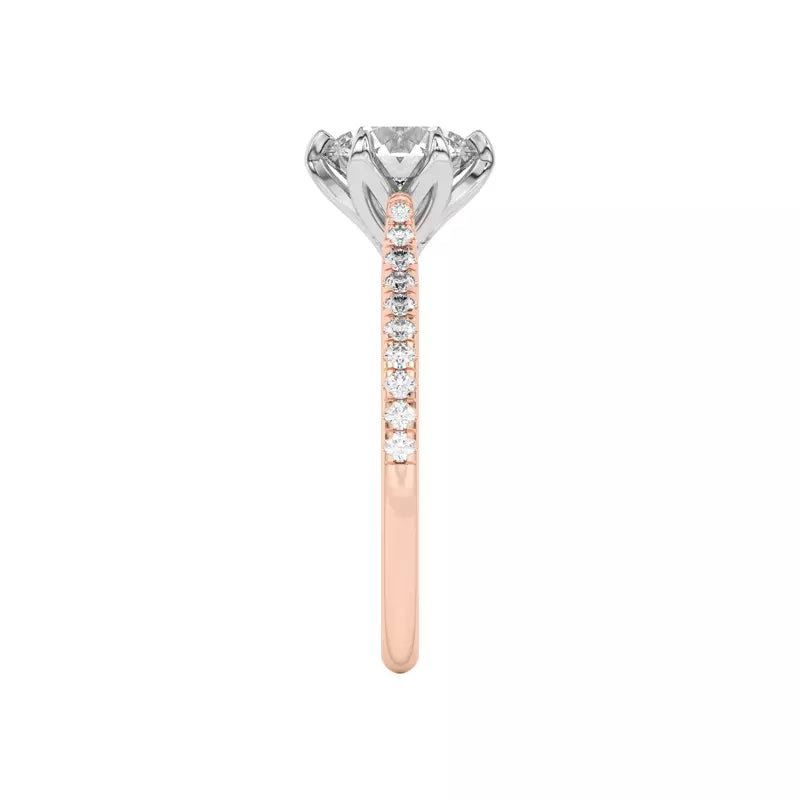 14k Gold Lab Diamond Tulip Inspired 6 Prong Engagement Ring