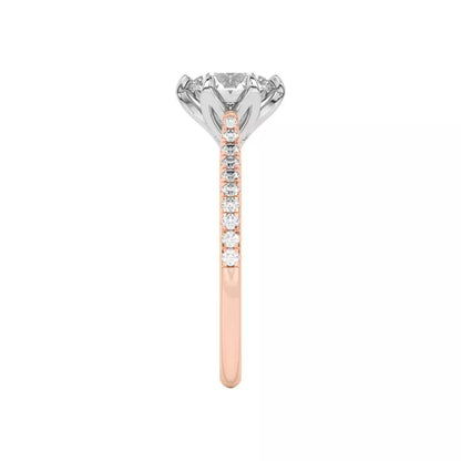 14k Gold Lab Diamond Tulip Inspired 6 Prong Engagement Ring