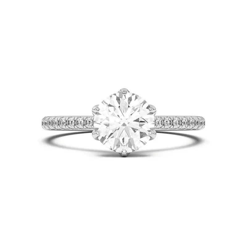 14k Gold Lab Diamond Tulip Inspired 6 Prong Engagement Ring