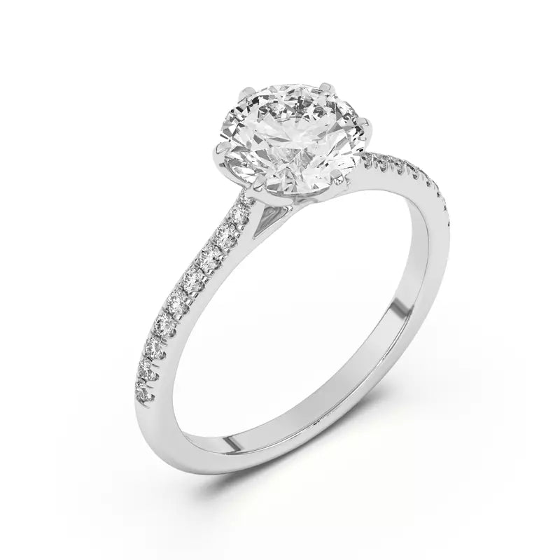 14k Gold Lab Diamond Tulip Inspired 6 Prong Engagement Ring