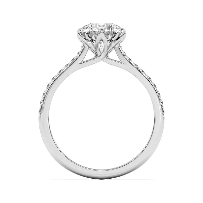 14k Gold Lab Diamond Tulip Inspired 6 Prong Engagement Ring
