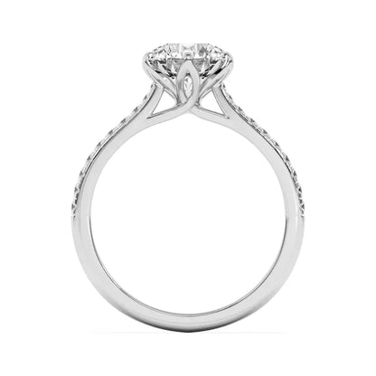 14k Gold Lab Diamond Tulip Inspired 6 Prong Engagement Ring