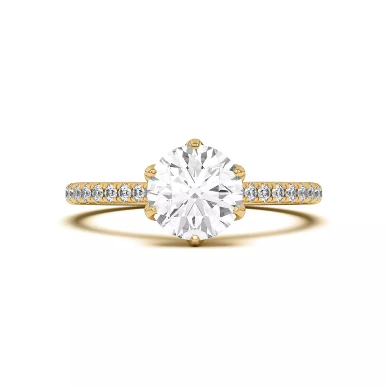 14k Gold Lab Diamond Tulip Inspired 6 Prong Engagement Ring