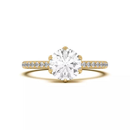 14k Gold Lab Diamond Tulip Inspired 6 Prong Engagement Ring