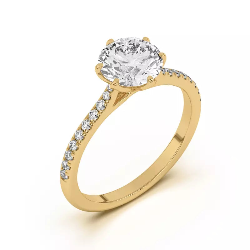 14k Gold Lab Diamond Tulip Inspired 6 Prong Engagement Ring