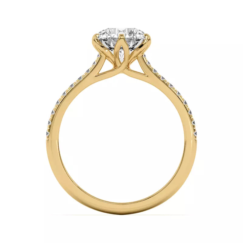 14k Gold Lab Diamond Tulip Inspired 6 Prong Engagement Ring
