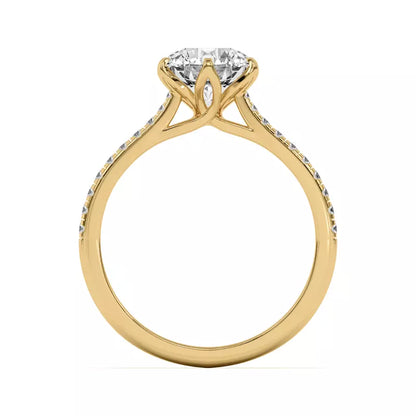 14k Gold Lab Diamond Tulip Inspired 6 Prong Engagement Ring