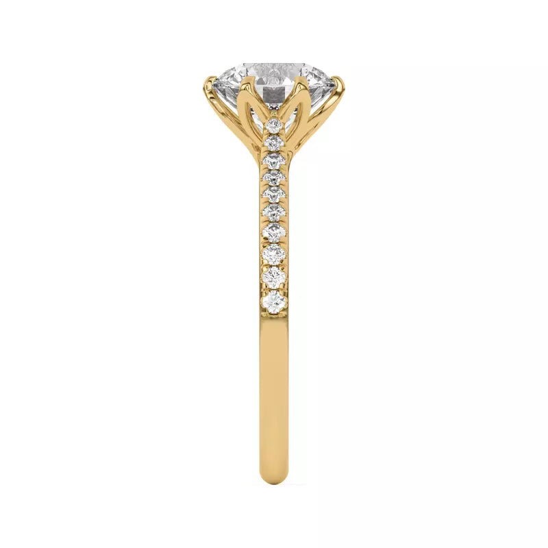 14k Gold Lab Diamond Tulip Inspired 6 Prong Engagement Ring